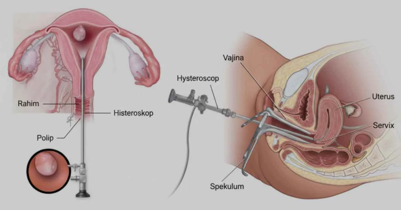 tüp bebek öncesi histeroskopi ve laparoskopi operasyonu illüstrasyonu