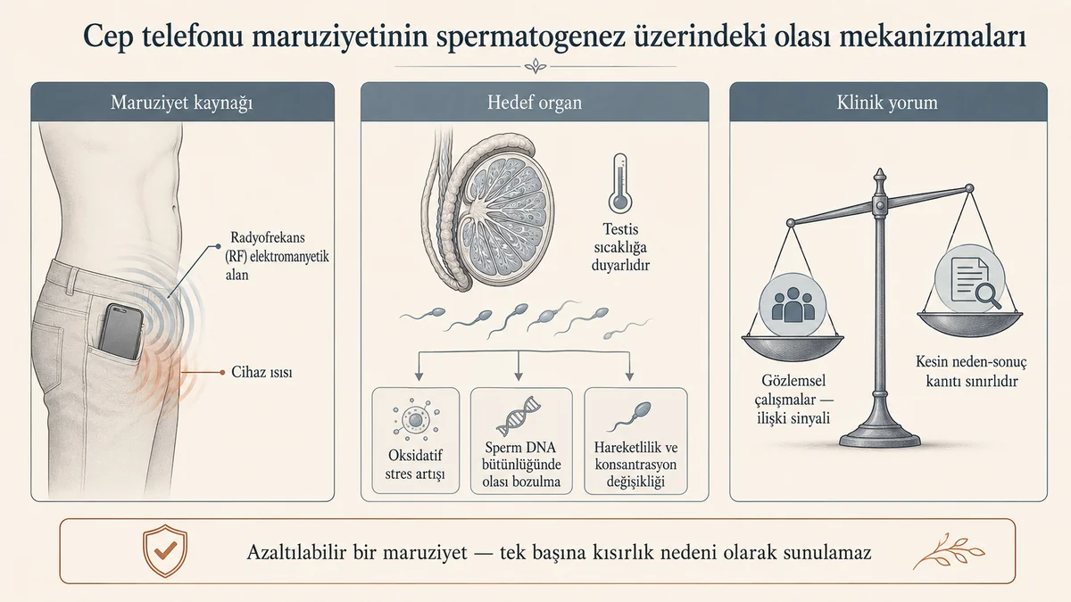 Cep telefonu maruziyetinin spermatogenez üzerindeki olası mekanizmaları: radyofrekans ve ısı kaynağı, testis duyarlılığı, oksidatif stres ve klinik yorum dengesi