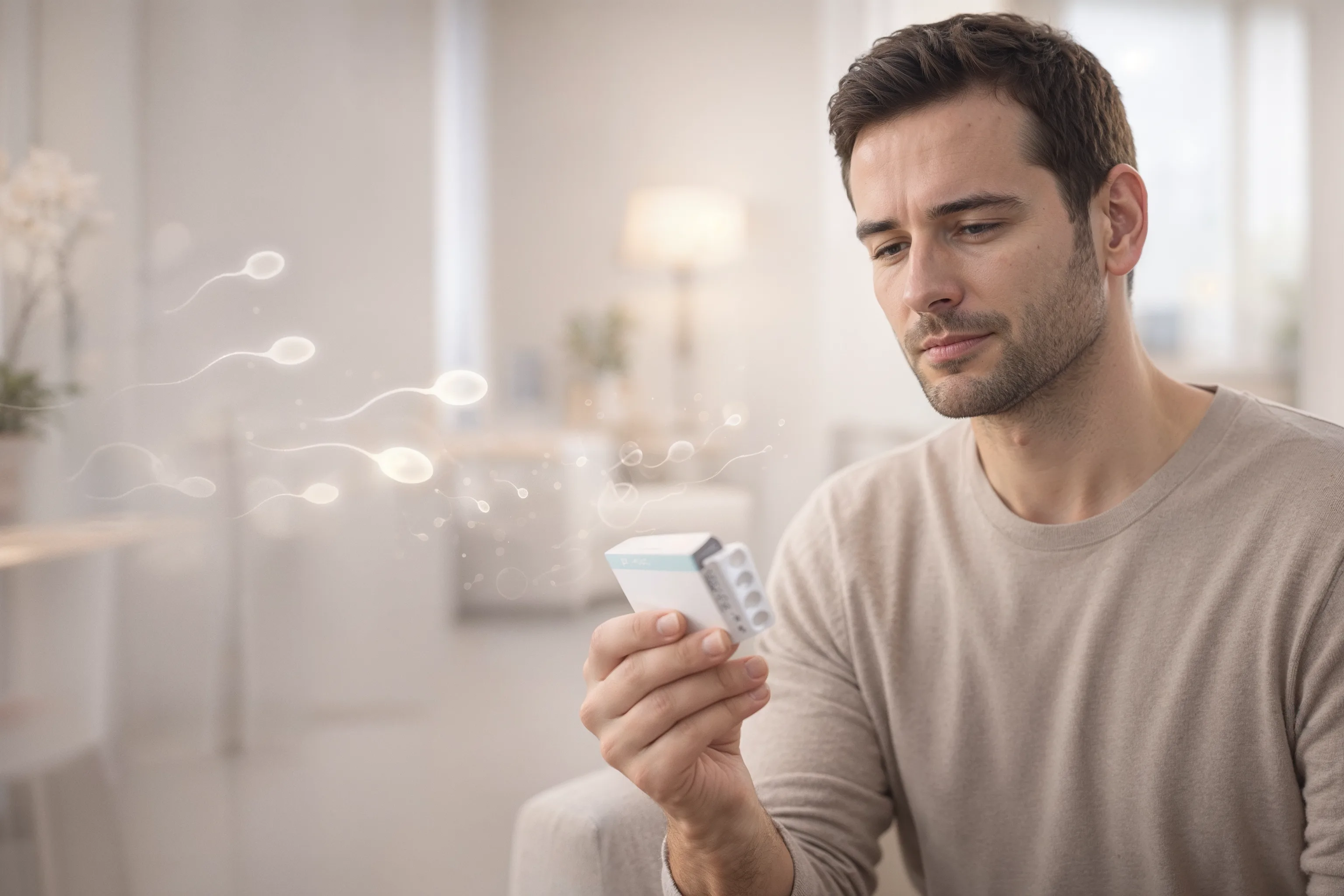 izotretinoin ilaç kutusu ve sperm hücrelerinin mikroskobik görüntüsü